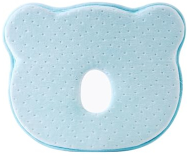 Cuscino a forma di orso, ergonomico in viscoelastico, per neonato, cuscino a testa piatta + asciugamano in regalo morbido (J)