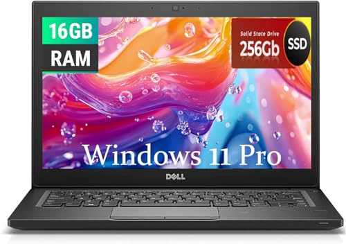 Dell Latitude 7290 Business Laptop, 12,5 Screen Display, Intel Core i5-7300U, RAM 16 Go, SSD 256 Go, Webcam, Bluetooth, Windows 11 Pro (renouvelé)