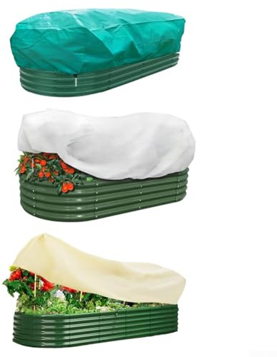 Frostskyddsöverdrag för trädgårdsväxter för upphöjd säng frostdukar lätt andningsbart icke-vävt tyg med dragsko för säker passform (grön-186 x 92 x 50 cm)