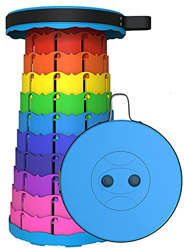 YQHWLKJ Rainbow Teleskophocker Tragbarer Stuhl im Freien Klappbarer Camping-Angelstuhl Wanderpicknick Einziehbarer Klappstuhl