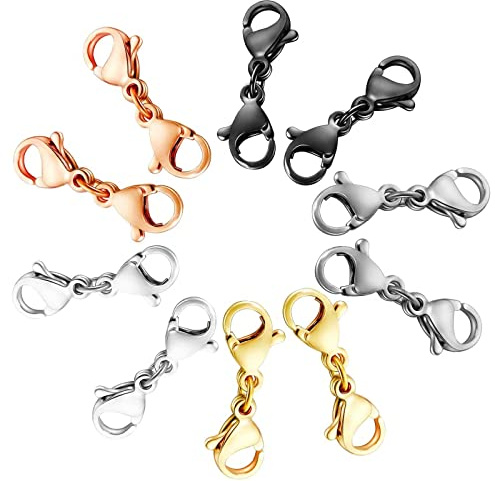 Qulltk 10 Pack Double Lobster Clasp Necklace Clasp Classic Double End Design Necklace Clasps and Closures, Necklace Extender Double Claw Connector Suitable for Jewelry Chain