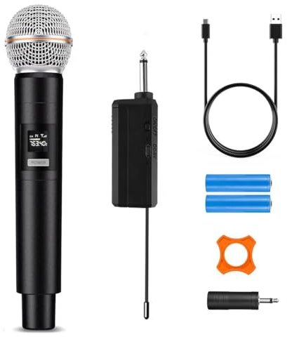 HUACAM Single Karaoke Wireless Microphone, Professional Rechargeable Radio Microphone, Party System, DJ Singing Speech Church, Party, Wedding