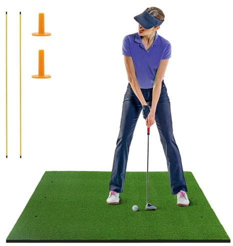 GOPLUS Golf Abschlagmatte, 152x92 cm / 152x117 cm, Synthetisches Gras, Grün, Golf Trainingsmatte für Golfliebhaber & Anfänger, drinnen & draußen