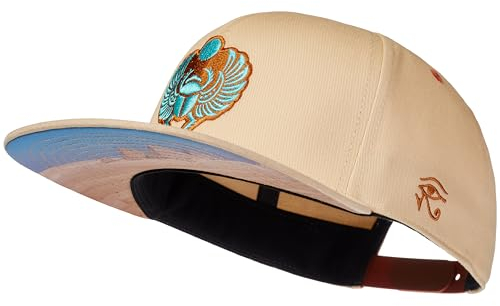 Cadency® Snapback Cap, Herren und Damen, Scarabaeus, Baseball Kappe, Basecap gerader Schirm, Größenverstellbar, Unisex, Beige