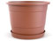 Plastard Blumentopf Terra Ø 54 cm Terrakotta mit Untersetzer, wetterfester Pflanzkübel, Pflanztopf, Blumenkübel, Übertopf für Innen & Außen aus Kunststoff mit Überlauf