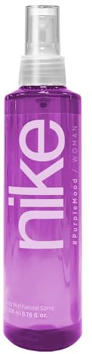 NIKE - Bruma Corporal Perfumada Purple Mood 200 ml, Aroma Floral Gourmand, Bruma para Mujer, Body Mist, Fragancia Fresca, de Larga Duración, Fácil de Aplicar, Secado Rápido, Formato Spray