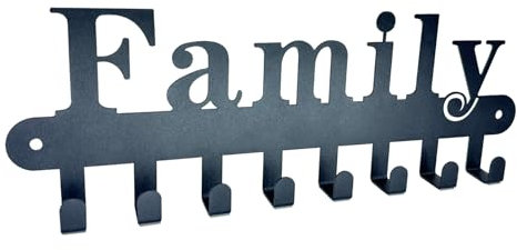 Suacculent Key Holder Wall Mounted No Drill - 8 Hooks Adhesive Key Rack Organizer for Entryway, Home, Office, Door (Black, Space Saving)