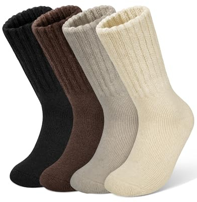 Tialfas Womens Thermal socks, Warm Winter Boot Sock Women 4 Pairs, Extended Tube Thick Cozy Breathable for Hiking Snow Work Cold Weather Ladies