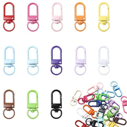 TRKETK 52 Piezas Cierres de Langosta Giratorios Ganchos Giratorios Metálicos de Colores Clip para Cordón Hebilla con Resorte para Llaves Accesorios de Bricolaje Bolsos Manualidades
