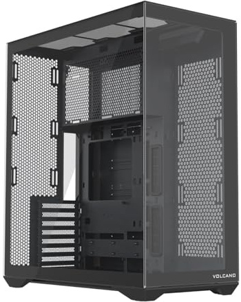 MODECOM Volcano Space XL Full Tower NF | PC Gaming Carcasa ATX | Negro sin ventilador | Estructura modular para hardware de gama alta | Espacio para GPU de 400 mm | Diseño moderno de doble cámara y