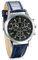 JewelryWe Herren Armbanduhr, Retro Klassische Leder Band Quarz Analog Uhr mit Digital Zifferblatt, Blau