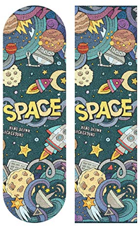 MNSRUU Handgezeichnetes Skateboard-Griffband mit Cartoon-Motiv, 1 Bogen für Roller, Deck, Sandpapier, 22,9 x 83,8 cm