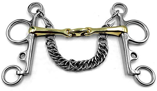 OTTE Double jointed Pelham Horse Bit with Copper Alloy Lozenge and Mouthpiece Snaffle (5.75)