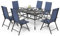 PHI VILLA Gartenmöbel Set Wetterfest Balkonmöbel Gartentisch mit Stühlen152×95 Metall Gartentisch 7-Fach Verstellbar Hochlehner Klappbar Sets of 6, Terassenmöbel Außen Grau