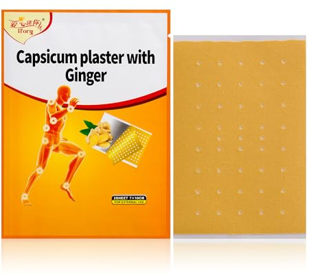 ifory 80 Pcs Capsaicin Patches, Capsicum Ginger Patches, 3.94x2.76 Capsicum Patch 15 Bags, 80 Count(2 Count/Bag)