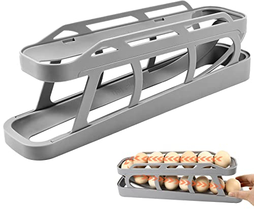 Tefola Eierbehälter für Kühlschrank, abnehmbare Rolltreppe, Kühlschrank, Eierhalter für Kühlschrank, Eieraufbewahrung und Eierablage (Grau, Breite 1 Reihe)