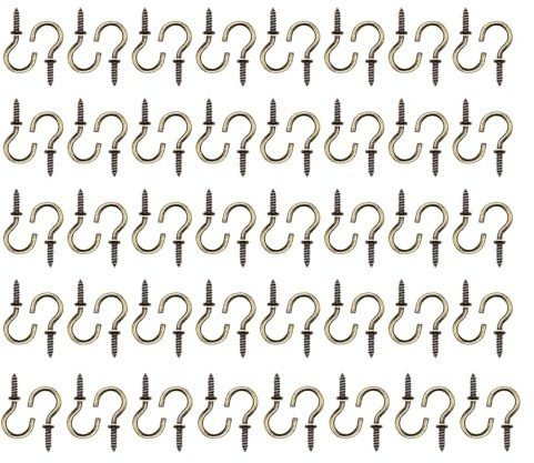 Kotkiddy 80 ganchos de rosca de 3 cm, mini tornillo para tornillos para madera, ganchos de rosca para interior y exterior, colgante de pared, planta (bronce)