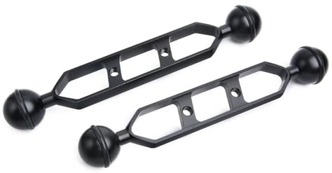 LetonPower Bras d'extension en Alliage d'aluminium à Double Bille de 7, connecteur de tête à Bille de 1, Bras sous-Marin pour Stroboscope/lumière vidéo/Plateau pour caméra de plongée (2pack)