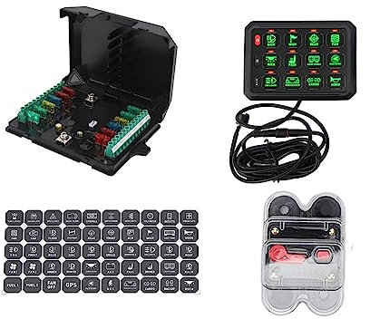 Fockety Panel de Interruptores de 12 Bandas, Interruptor de Palanca Multifunción de 12 V 24 V, Caja de Sistema de relé de Control de Circuito Momentáneo para Camión, RV, Todoterreno,