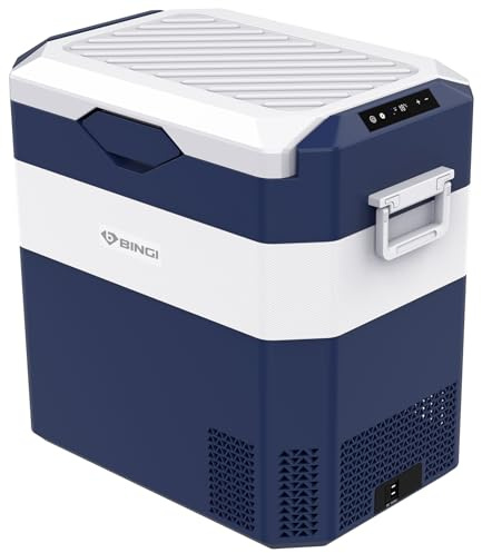 BINGI Frigorifero Portatile Auto 42L con Compressore, Congelatore Elettrico (-18°C a +15°C) 12V/24V/220V per Camper, Barca, Campeggio e Viaggi - Design Compatto e Antiurto
