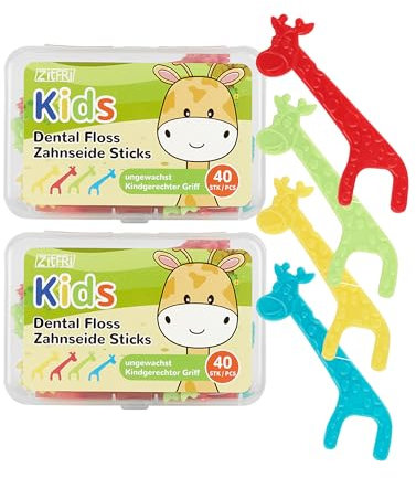 ZITFRI 80Pcs Fil Dentaires pour Enfants Porte Fil dentaire avec Manche Dental Floss Picks Fils Interdentaires