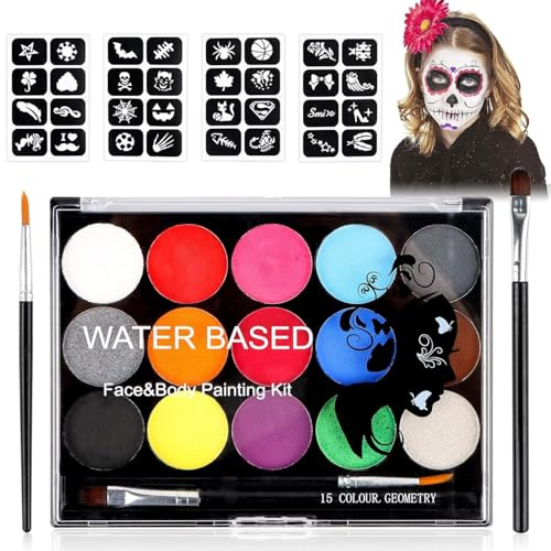 Kinderschminken 15 Farben Schminke Kinder Professionelle Face Paint Gesichtsfarbe Kinderschminken Professionelle Gesichtsfarbe Kinder für Karneval,Geburtstag,Urlaubs Party