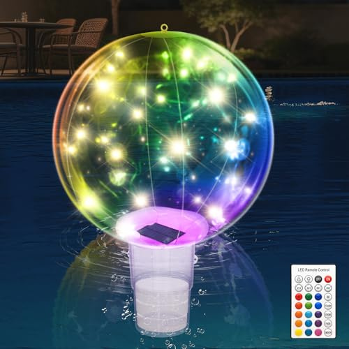 Idealife Flotador de Tabletas de Cloro con Luces Flotantes Piscina Solares