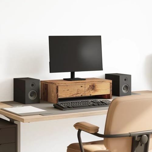 Zentexion monitorstativ med lådor, gamingbord och utseende 50 x 27 x 15 cm, trämaterial stabilt utrymmesbesparande för datorbord, kontorsbord, spelbord på hemmakontoret