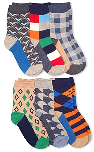 Jefferies Socks boys Fun Colorful Dress Crew 6 Pair Pack Socks, Multi, X-Small US