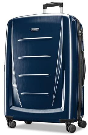 Samsonite Winfield 2 Hardside Expandable Luggage with Spinner Wheels, Navy, Checked-Large 28-Inch