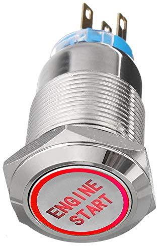 Mintice 19mm Rouge LED 12V Interrupteur à Bascule Bouton Poussoir Voiture Métal Interrupteur Momentané Lumière Intérieure Engine Start