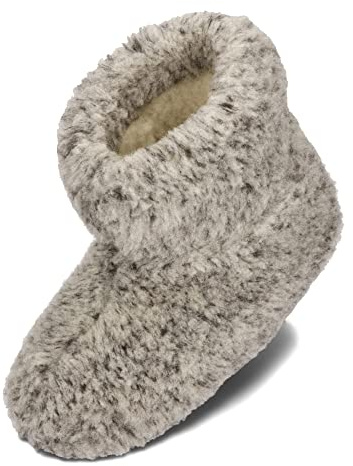 BeComfy Zapatillas para Mujer Hombre Unisex de Lana Oveja Cálido Natural Pantuflas Casa Bota Invierno Negro Grafito Cremoso Leo 36-46 EU