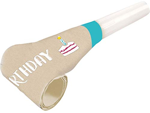 Amscan 9904397 - Luftrüssel Happy Birthday, 8 Stück, Größe ca. 30 cm, Partytröte, Alles Gute zum Geburtstag, Torte, Kinderparty, Mottoparty, Überraschung, Geschenk, farbenfroh