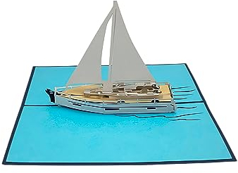 design3dkarten® Pop Up Karte Geburtstag Segelboot Motiv | Handgemacht aus ital. Papier | Ideal als Geburtstagskarte Segelboot, Segeln Geschenk