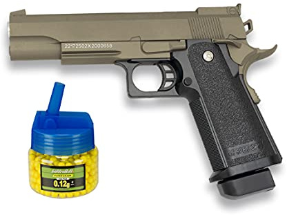 Tiendas LGP, Albainox 38342 Arma Airsoft, Pistola Aire Suave, Potencia 0,8 Julios, Munición Bolas PVC 6 mm. + Biberón 500 Bolas 12 Gramos de 6 mm. de Regalo