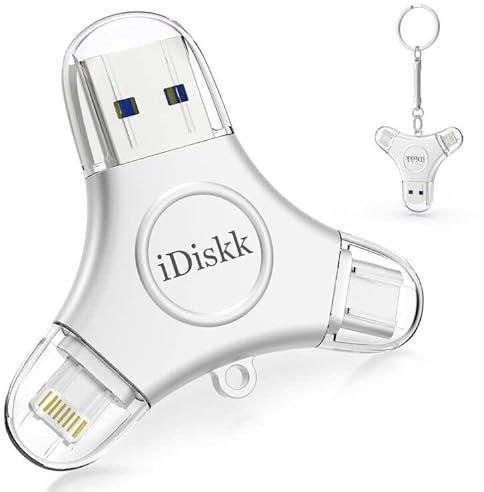 iDiskk 256 GB 3-in-1 Type-C Foto-Stick für iPhone, MFi-zertifizierter Lightning-USB-Stick für iPad, iPhone-Speicher kompatibel mit USB-C-Mobiltelefonen, iOS-Mac-PCs und iPhone/iPad-Stick