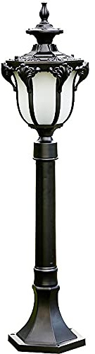Mengjay Lampione da Giardino in Stile Vintage con Palo, in Alluminio Pressofuso con Vetro Smerigliato, Lampada da Terra E27 da Esterno Impermeabile IP23 (A)