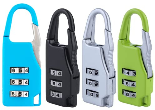 Luggage Locks, [4 Pack] 3-Digit Security Suitcase Locks,Small Padlocks Luggage Locks Padlocks with Outdoor Travel Luggage Suitcase Baggage School Gym Lockers Laptop Bag