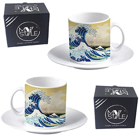 My Custom Style 2 tazzine Espresso con piattino#Arte-Onda Kanagawa, Katsushika Hokusai#