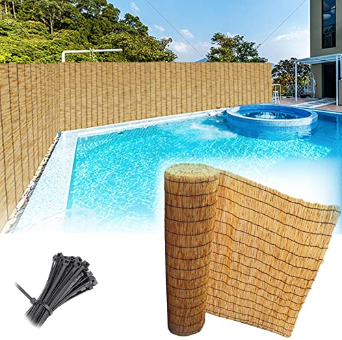 Rollo de Valla de Caña,Pantalla de Privacidad,Valla de Bambú,Estera de Mimbre Privacidad Natural,Mimbre Ocultacion,Protección Visual/ Contra el Viento,para Jardín Exterior Balcón Terraza ( Color : Nat