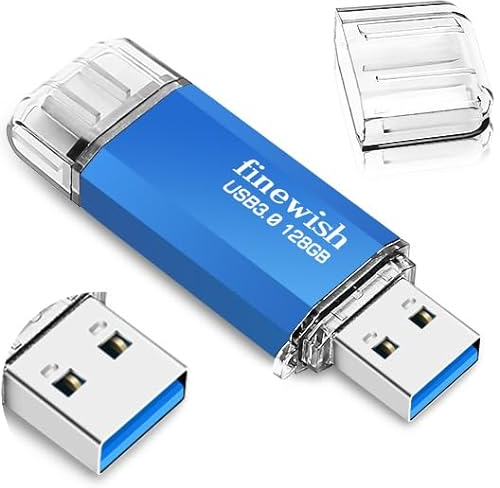 USB C Stick 128GB Speicher 40 MB/s Dual-Laufwerk Typ C + USB 3.0 Flash Drive-Speicherstick Memory Stick Kompatibel für Android Phone, MacBook/Pro/Air und mehr (Blau)