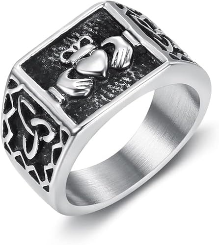 Bar Rot rostfritt stål irländsk design Claddagh ringar för män kvinnor hand kärlek hjärta krona unisex minnesring, Rostfritt stål, Ingen ädelsten