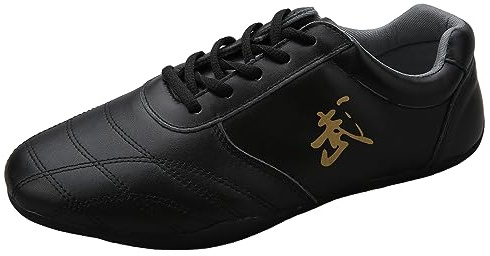 JiuQing Zapatos De Artes Marciales Hombres Zapatos De Entrenamiento De Tai Chi Zapatos De Fondo Suave Antideslizantes Zapatos Descalzos Wing Chun Shaolin Kung Fu,Negro,38 EU