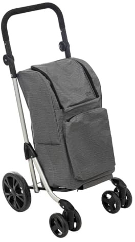 5 five simply smart 5five - Chariot Pliant 4 Roues Gris 46L - Poignée Réglable - Poches Zippées - Compartiment Fraîcheur - Léger - Courses et Marché - Extérieur