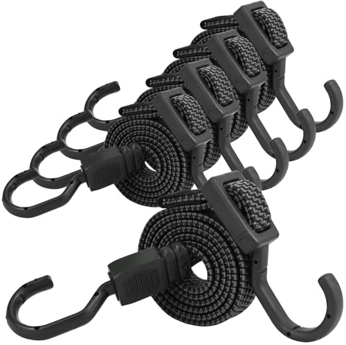 5 elastici regolabili con gancio, 100 cm, elastici con gancio, tendicinghie per bagagli, corde di tensionamento, corde in gomma extra forti per tende da sole, giardino, bicicletta, teloni