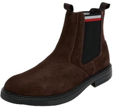 Tommy Hilfiger Uomo Stivaletti Chelsea in Pelle Scamosciata, Marrone (Cocoa), 44