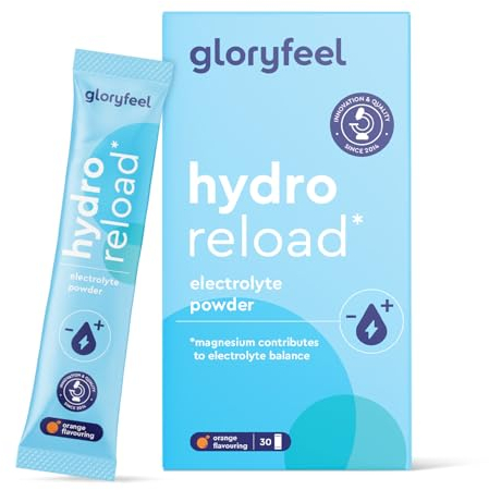 Hydro Reload* Elektrolyt Pulver für Flüssigkeitshaushalt - 30 Beutel - Kalium & Magnesium für Elektrolytgleichgewicht - Isotonisch & Zuckerarm - Mit Orangengeschmack