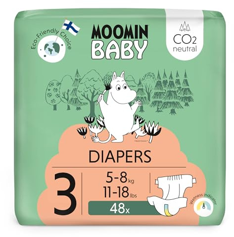 Moomin Baby Eco Nappies Size 3, 5-8 kg (11-18 lbs), 48 Diapers