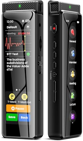 136GB Digital Voice Recorder with Playback, Innioasis R1 Full Touchscreen Voice Recorder with Bluetooth, Voice Activated Sound Audio Recorder Device with Mic (Black)