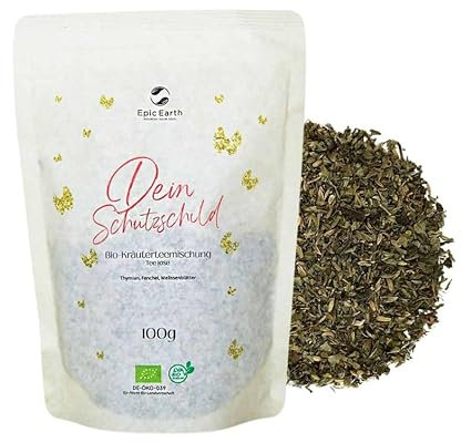 Schilddrüsen Tee Dein Schutzschild - Bio Kräuterteemischung lose 100g mit Fenchel, Thymian und Melisse - zur Unterstützung des Immunsystems und Förderung des Wohlbefindens
